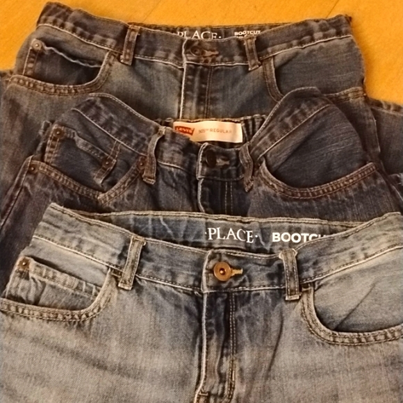 Bundle 3 boy's jeans husky Levi's Children's Place bootcut - Picture 1 of 8